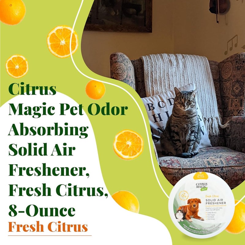 Citrus Magic Pet Odor Absorbing Solid Air Freshener for Home, Air Purifier, Fresh Citrus, Must have Pet Supplies, 8 Oz (Pack of 3) - Image 3